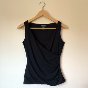 Sleeveless Wrap Blouse with Plunging Neckline